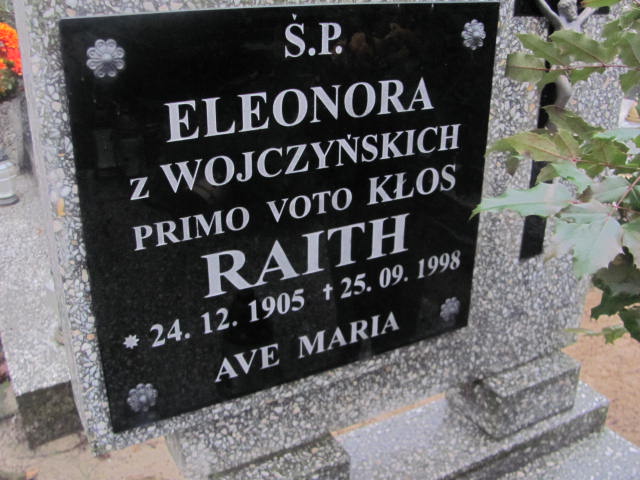 Eleonora Kłos Raith 1905 Szamotuły - Grobonet - Wyszukiwarka osób pochowanych