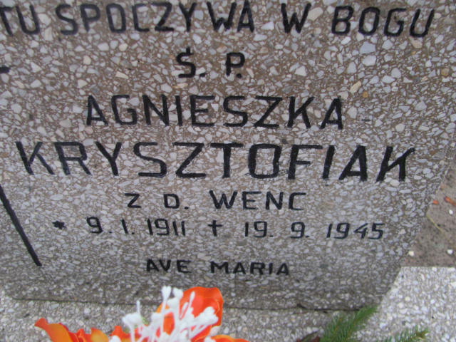 Agnieszka Krzysztofiak 1911 Szamotuły - Grobonet - Wyszukiwarka osób pochowanych