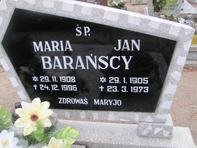 Maria Barańska 1908 Szamotuły - Grobonet - Wyszukiwarka osób pochowanych