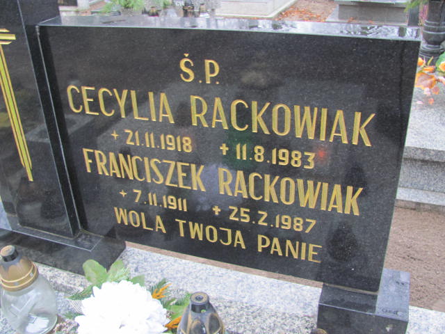 Cecylia Rackowiak 1918 Szamotuły - Grobonet - Wyszukiwarka osób pochowanych