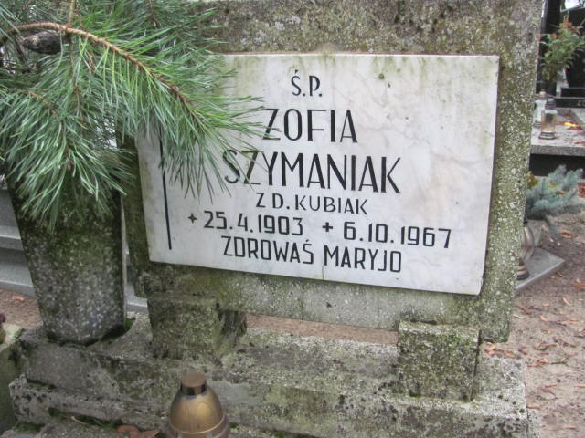 Zofia Szymaniak 1903 Szamotuły - Grobonet - Wyszukiwarka osób pochowanych