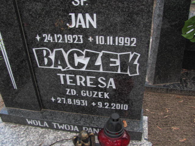 Jan Bączek 1923 Szamotuły - Grobonet - Wyszukiwarka osób pochowanych