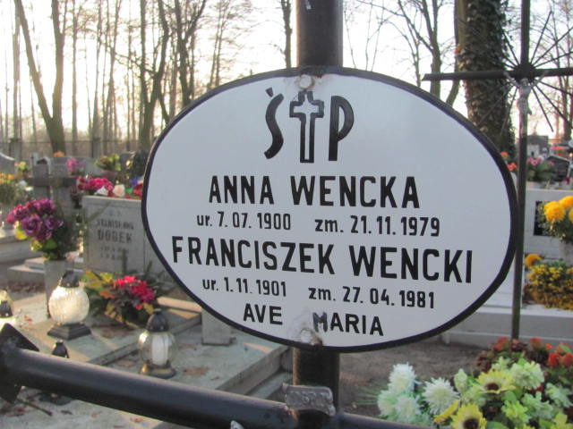 Anna Wencka 1900 Szamotuły - Grobonet - Wyszukiwarka osób pochowanych